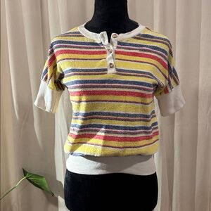 Colorful Striped Short Sleeve Top